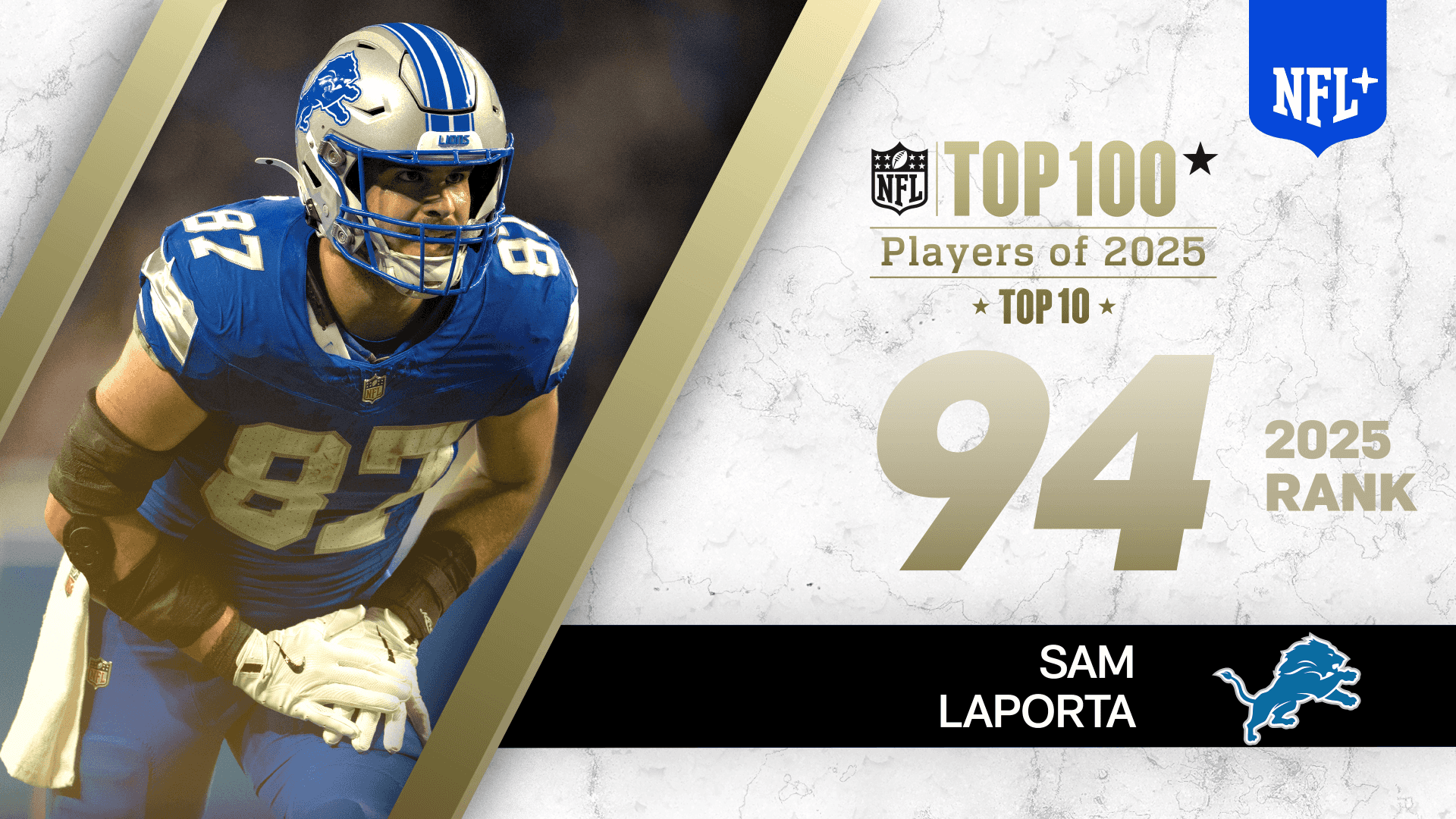 觀看 NFL Top 100 Players of 2025: No. 94 - Sam LaPorta 線上直播串流 | DAZN TW