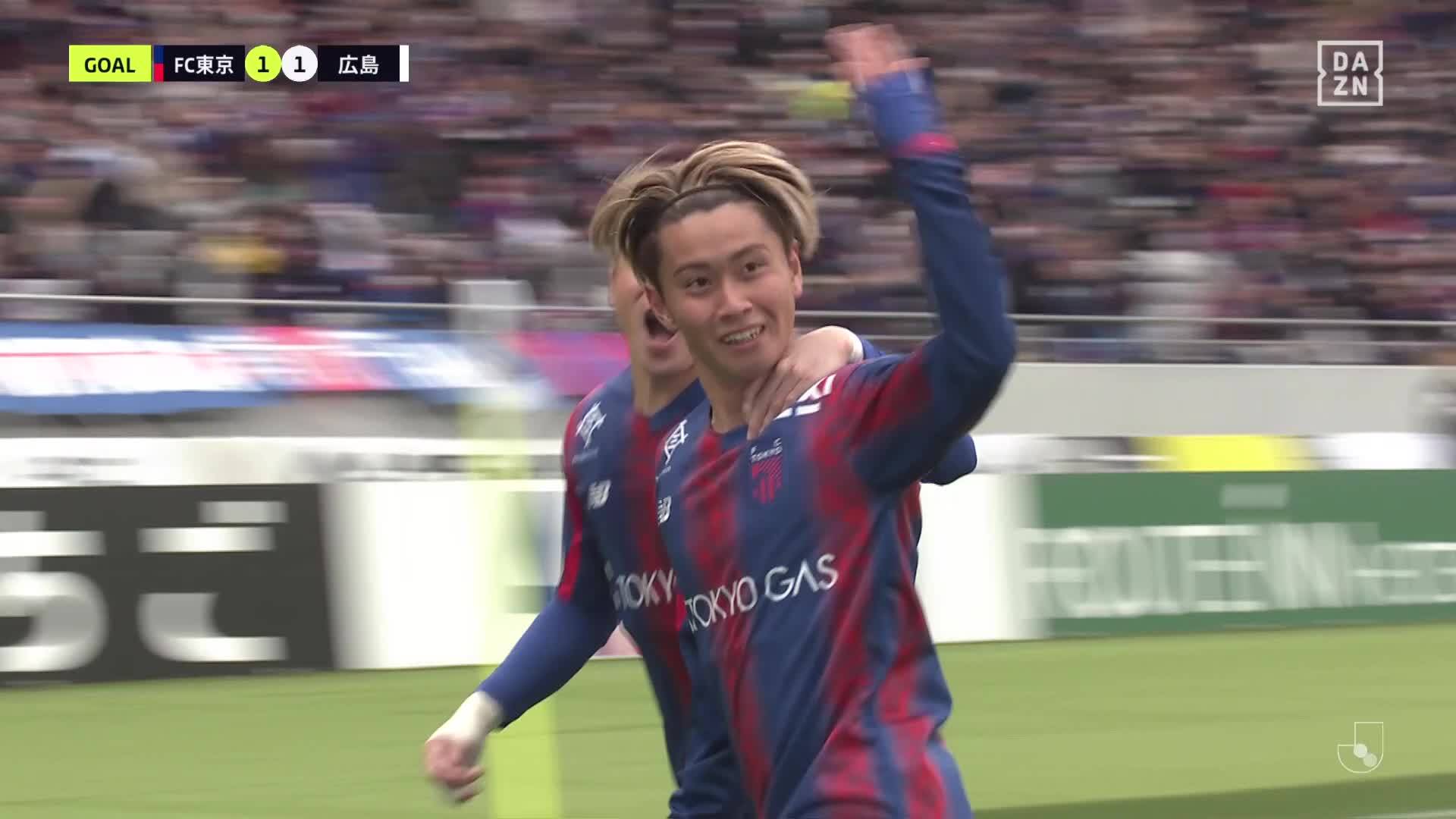 エポック ワン【荒木遼太郎】国立で好調をキープする同点ゴール（24.4.3） 引いて出して天井ズドン！」荒木遼太郎（FC東京）のテクニカルな