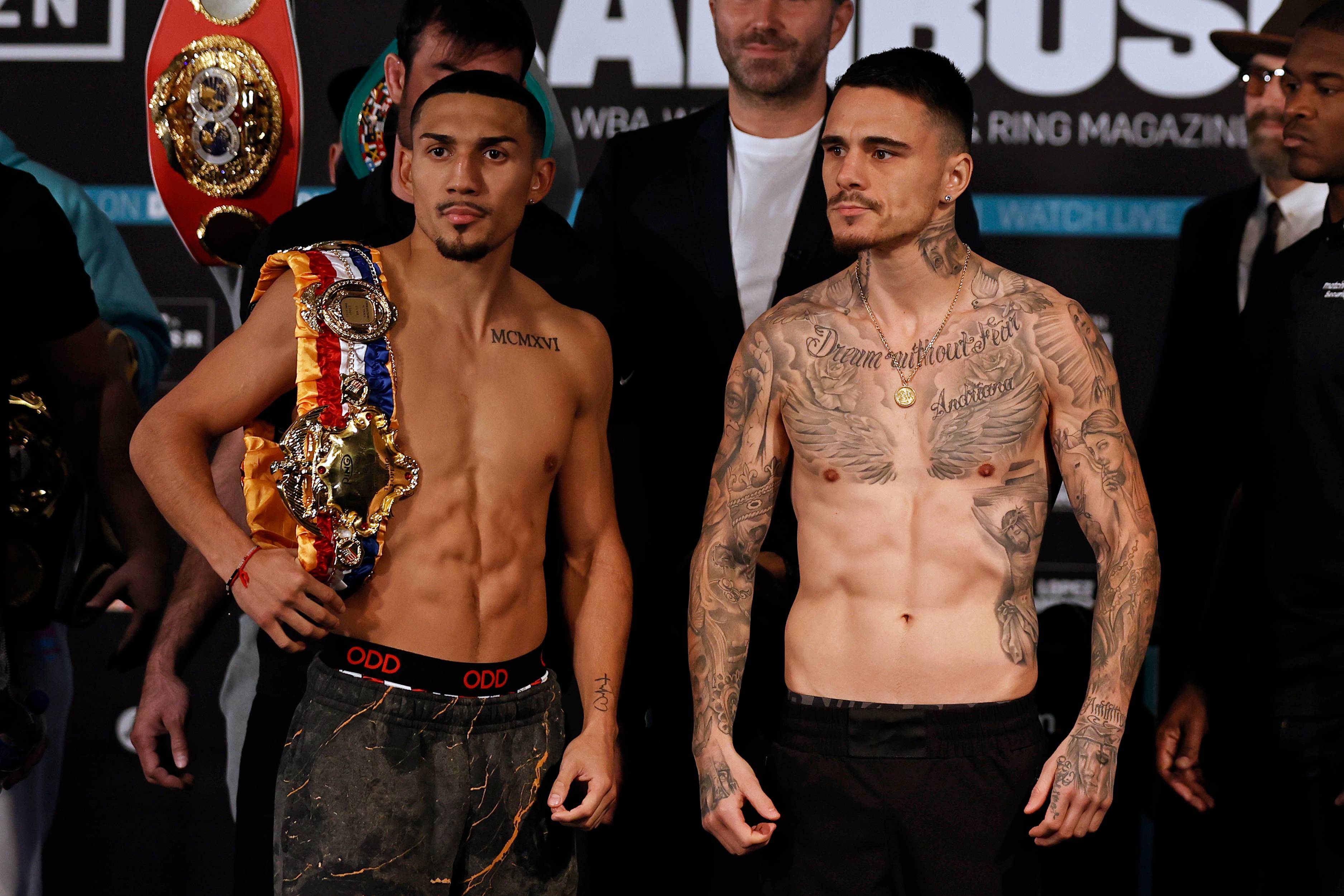 best highlights from teofimo lopez vs george kambosos jr weigh in and final face off